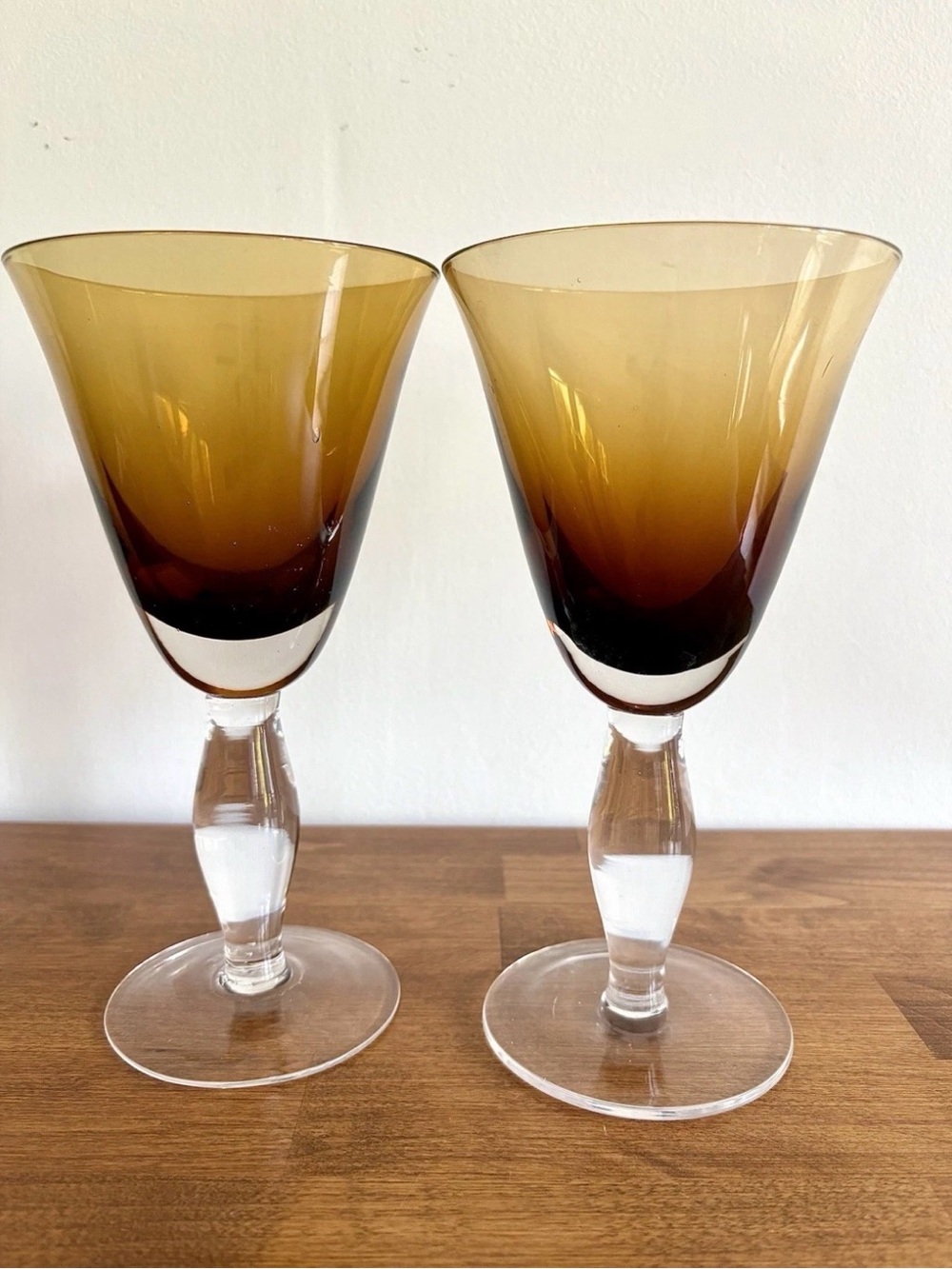 Southern Living Arlington Amber Iced Tea Goblets Discontinued - Set Of 2